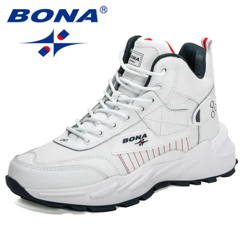 BONA 2021 Нови Дизайнери, Модни Класически мъжки ботильоны Износостойкая обувки с висок покрив удобни Мъжки маратонки за ходене Mansculino