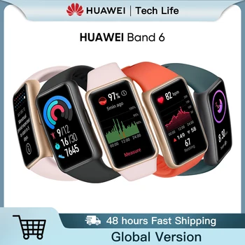 Глобалната версия на Huawei Band 6 Smartband Тракер сърдечната честота с кислород кръв Мониторинг на сън Фитнес Здраве Smart 6