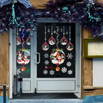 Весела Коледа Интериор Етикети В Прозореца На Дядо Лосове Стикер На Стената За Коледното Домашни Врати Декор На Витрини С Честита Нова Година 2021