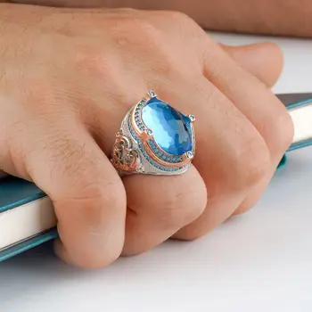 обичай бижута Гарантират високото качество на 925 сребро пръстен с камък ЦИРКОН зелен цвят в луксозен стил за мъже с gif