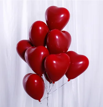 50шт рубинено-червени латексови балони сърцето си за любовта Надуваем балон гелиевый топка 