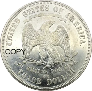 Съединените Щати Седнала Свобода № 1 Един Долар Търговски долара 1873 cc Мельхиоровые със сребърно покритие копирни монети