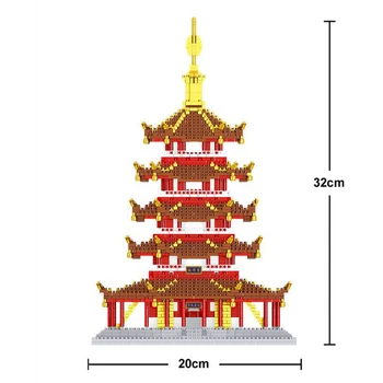 CB Lezi 8023 Световната Архитектура Пагода Лейфэн Кула 3D Модел DIY Мини Диамантени Блокове, Тухли, Строителни Играчки За Деца Без кутия