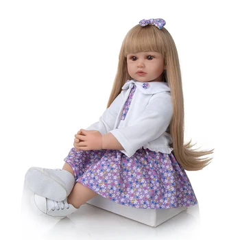 КЕЙУМИ Дълга Коса Принцеса Възстановената Бонека 60 см Кърпа За Тяло Мека Кукла Bebe Reborn Играчки За Момичета На Ден за защита на децата