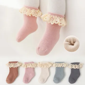 Lawadka 0-5 Т на Хавлиени зимни дебели чорапи за малки момчета и момичета Топли дантелен бебешки чорапи Принцеса 2021 г. Нови модни детски аксесоари