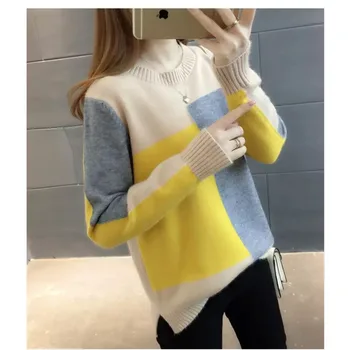 Пуловер Пуловер За Жени Свободно Размери Дамски Есен 2020 Нов Корейски Трико С Дълъг Ръкав Вязаный Bg*