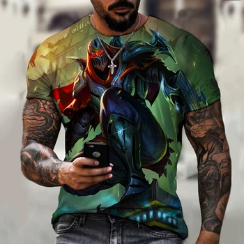 Лятна мода Висококачествена мъжка тениска 3D Лигата на Легендите Тениска с принтом Хип-хоп, Пънк Мъжки дрехи