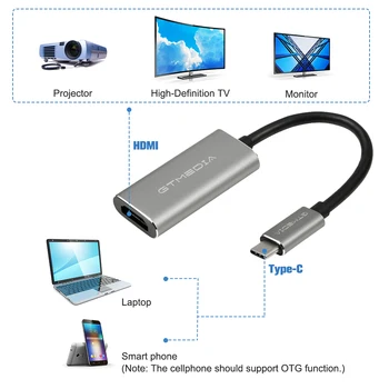 GTMEDIA C USB към HDMI Адаптер [4K @ 30 Hz] USB Тип C за HDMI Адаптер За Прозорец/7/8/10/ Vista/Linux/MAC Apple/Мобилен телефон