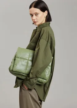 Зелена дизайнерска naka чанта на рамо с мека подплата За жени Ежедневни зимни топла космическа naka перьевая месинджър Космическа памучен голяма чанта през рамо