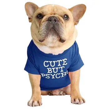 Удобен печат на букви С къс ръкав Тениска за домашни любимци, с кръгло деколте изящна Изработка Памук, Мека Лека Еластична Тениска за домашни любимци, за кучета