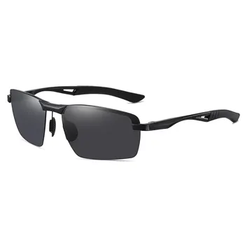 Модни Поляризирани слънчеви очила с половин рамки от сплав AL-MG-Метална Ультралегкая дограма UV400 Защита за шофиране Спортни Слънчеви очила за мъже