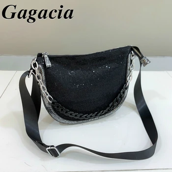 Дамски чанта през рамо Gagacia Модни Универсална мрежа чанта с пайети Голям капацитет на рамото За жени 2022 Нова Дамска чанта
