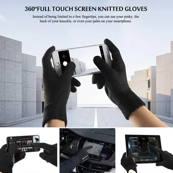 LLLCF Зимни ръкавици за мъже и жени - Обновен Сензорен Екран на Цялата длан устойчива на плъзгане Еластична, маншет - Топлинна Мека Подплата