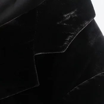 Klacwaya Блейзър Дамски якета за жени 2021 Зимни дрехи Черно кадифе яке на една пуговице Ежедневни дамски блейзери За жени Za