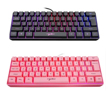61-Ключови клавиатура за лаптоп детска мембранная клавиатура RGB подсветката на мини-клавиатурата няколко клавишни комбинации за бърз достъп розова клавиатура