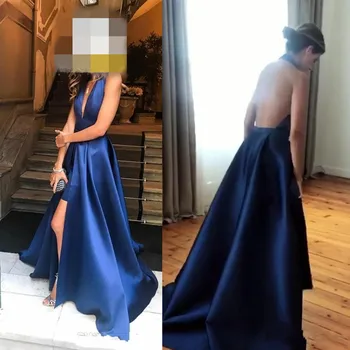 Дамски официални рокли, Секси Дълга вечерна рокля с отворен Гръб на Кралския син цвят, Вечерна рокля с открити рамене Robe De Soiree Vestidos De Феста