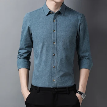 2021 Новата пролетно-есенна однотонная риза с дълъг ръкав, мъжки дрехи бизнес ежедневни ризи zde1721
