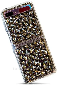 Луксозен Пълен Блясък на Кристали Диамант Калъф За Samsung Galaxy Z Flip Flip3 3 Z Сгънати 2 3 Мода направи си САМ Ръчно изработени от Кристал Fundas