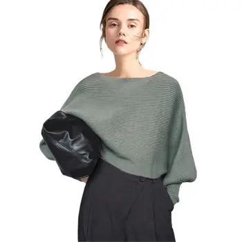 Есенна едно яке за жени с деколте-часова Възли зимните пуловери, Блузи Женски кашмир ежедневни пуловери с крило от прилеп Жилетка Pull Femme 2021