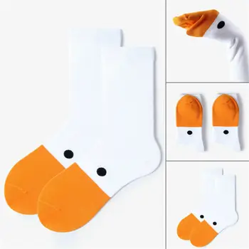 1 Чифт Жени, мъже Коледни Креативни чорапи с гъши главата Сладки памучни спортни чорапи Весели забавни чорапи Есенно-зимни чорапи