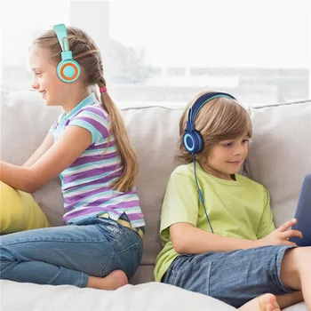 Детски Слушалки С Микрофон с 3.5 мм аудио жак 2 Устройства за Общо Ползване на Преносими И Сгъваеми Слушалки За Сън, Музика И Филми