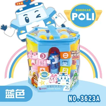 ROBOCAR POLI образователен блок с големите частици многофункционална играчка за сглобяване на играчки за ранно образование на подарък за деца