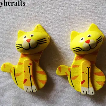 5 бр./ЛОТ,жълта котка дървени етикети Пролетта Великденско украса на градината 3D животни-Детски играчки, подаръци за рожден ден, играчки за детска градина САМ занаят