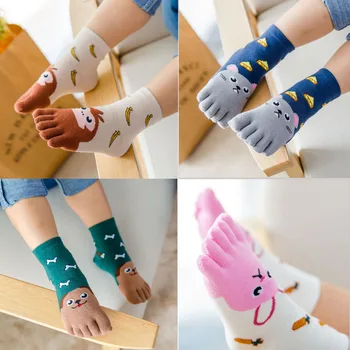 Kawaii Детски чорапи за деца Памучни чорапи за момчета и момичета с животни Евтини чорапи, за къси чорапи за деца с пет пръста