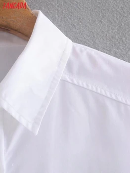 Тангада 2021 Дамски Класическа бяла риза с двоен джоб и дълъг ръкав Луксозни дамски Ежедневни Блузи Blusas XN93