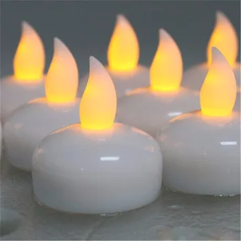 Студени бели не блестящо плаващи свещи 12 бр., водоустойчиви и свещници ,специална декоративна осветление velas,мини-led свещи, работещи на батерии