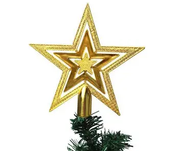 Плоска Звездна Елха Topper Златното Коледна Украса Златен Блясък Коледно Дърво за Украса за парти Декорация на Дома Звезден Украшение