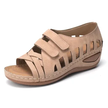 Нови Летни дамски сандали 2020 г. с кожена плетене на една кука, ръчно изработени Дамски обувки Удобни сандали за майката Дамски летни обувки Плюс Размер 35-43