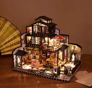 Направи си САМ къща творчески стария стил на изграждане кафене модел на сградата вила ръчно изработени пъзел за сглобяване на играчката в подарък