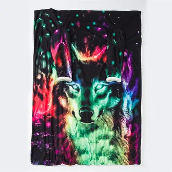 Одеяло с ръкави животни Вълци Затопля Леко, удобно 3D Одеяло На поръчка DIY Печат Креативен Дизайн Одеяло с ръкави