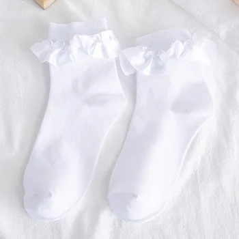Сладки чорапи Лолита рюшами дизайнер бял kawaii harajuku calcetines жена chaussette femme смешно жени meias щастлив хладен чорап