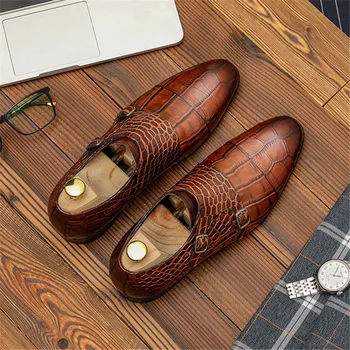 Мъжки Обувки са ръчно изработени от естествена кожа с високо Качество, Италиански Дизайн, Кафяв, Черен цвят, шийн finish ръчно, Сватбени обувки с остър пръсти