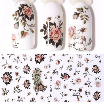 1 Лист на 3D Цветен Стикер За Нокти Самозалепващи се Цветни Растения Красиви Цветя Стикер за прехвърляне на ноктите Стикери за Декорация за нокти