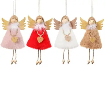 Нов Коледен Орнамент Висулка Прекрасно Плюшевое Перо Окачен Ангел Коледни Кукли Творчески Висулка Подарък За Дома Навидад