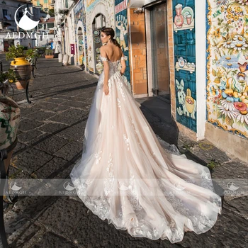 Aedmgh Бална рокля Сватбена Рокля 2022 Без Презрамки С Открити Рамене Vestido De Новия Нежни Апликации От дантела и Халат Mariee De