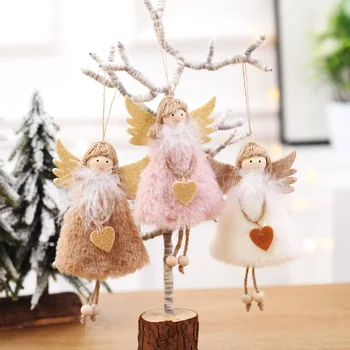 Коледен Ангел Момиче Момче Кукли Коледно Дърво за Украса Натал Ноел Деко Коледна Украса за дома Нова Година 2021 2022 Детски подарък