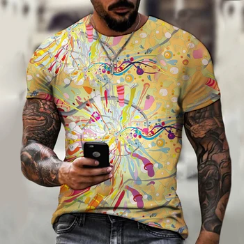 Лятна тенденция на мъжки тениски с 3d-принтом, модерна спортна тениска с кръгло деколте, негабаритная ежедневни тениска, дишаща топ с къс ръкав, 6XL