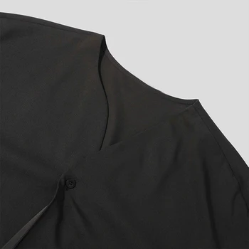 2021 Есента Нов монофонични жилетка с дълги ръкави, Свободна блуза в корейски стил, модерен случайни дизайн с V-образно деколте, просто дамски дрехи
