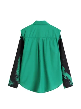 2021 Дамски градинска облекло Блуза Harajuku с шикозен принтом в стил BF, е дълга риза, есента отложной яка, Голям размер, Ретро модерен случайни топ