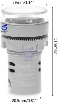 22 мм Мини LED Цифров Дисплей Сензор Волта на Метър Напрежение Индикатор Лампа на Монитора Волтметър Лампи Тестер Обхват за Измерване на постоянен ток В 6-100
