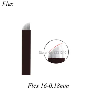Ламинасы Tebori Flex Microblading 16 Flex 0,18 мм Черен 100x Игла за Микроблейдинга Ръчно Грим на Веждите Agulhas