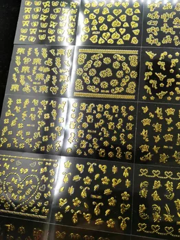30 бр./лот 3D златен Дизайн Нокти DIY Съвет на Етикет Отпечатване на Етикет с Лук Сърцето Дантела/Златни Цвете Характер 3D Стикери за Нокти Етикети