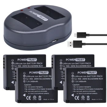 4шт DMW-BLG10 DMW BLG10 DMW-BLE9 BLE9 BLE9E Батерия за Камера+ Двойно Зарядно устройство от USB за Panasonic Lumix DMC GF6 GX7 GF3 GF5 GX80