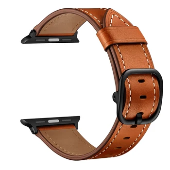 Кафява кожена каишка Crazy Horse за Apple Watch Band 44 мм 40 мм 38 мм 42 мм Класически Гривна за iWatch Серия 6 5 4 3 2 SE