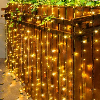 Мерцающая Звезда LED Коледно струнен лампа Открит Страхотна лампа Свържете Черния Проводник Прозрачна Светлина 8 Режима Декор Коледно дърво Сватба парти