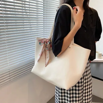 Дамски дамска чанта-мъкна с Голям Капацитет Модни чанти за пазаруване от изкуствена кожа на рамото за жени Корея проста луксозна дизайнерска чанта